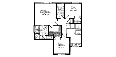European House Plan 93920 with 3 Beds, 3 Baths, 3 Car Garage Second Level Plan