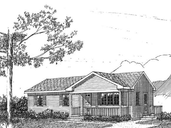 Ranch House Plan 94000 with 3 Beds, 1 Baths Elevation