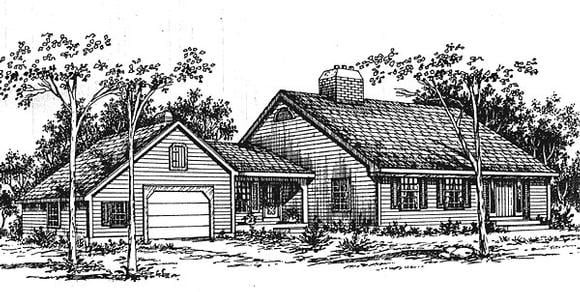 Country House Plan 94001 with 3 Beds, 2 Baths, 2 Car Garage Elevation