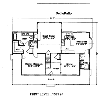 Country House Plan 94003 with 3 Beds, 3 Baths First Level Plan