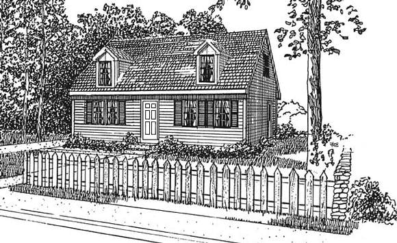 Cape Cod House Plan 94004 with 3 Beds, 2 Baths Elevation