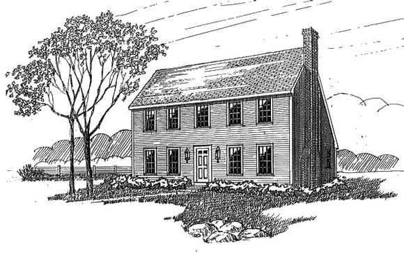 Colonial, Saltbox House Plan 94007 with 4 Beds, 2 Baths Elevation