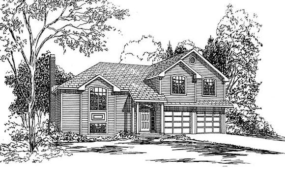 Traditional House Plan 94008 with 3 Beds, 3 Baths, 2 Car Garage Elevation