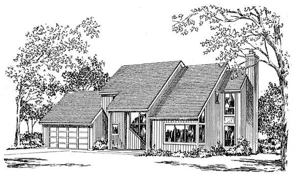 Contemporary House Plan 94010 with 3 Beds, 3 Baths, 2 Car Garage Elevation