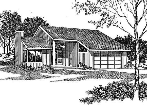 Contemporary House Plan 94011 with 3 Beds, 2 Baths, 2 Car Garage Elevation