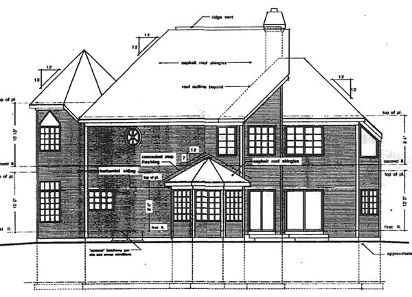 Contemporary, Victorian House Plan 94017 with 4 Beds, 3 Baths, 2 Car Garage Rear Elevation