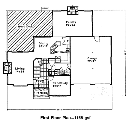 Contemporary, Traditional House Plan 94020 with 3 Beds, 3 Baths, 2 Car Garage First Level Plan
