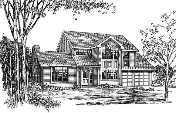 Contemporary, Traditional House Plan 94020 with 3 Beds, 3 Baths, 2 Car Garage Elevation