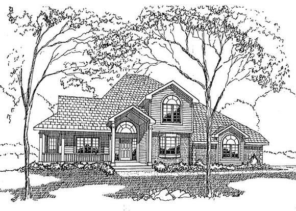 European, Traditional House Plan 94021 with 4 Beds, 3 Baths, 2 Car Garage Elevation