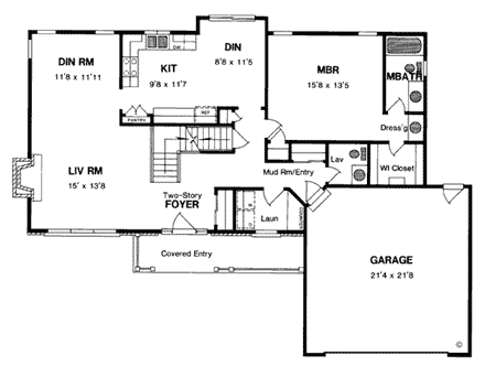 Country House Plan 94105 with 3 Beds, 3 Baths, 2 Car Garage First Level Plan
