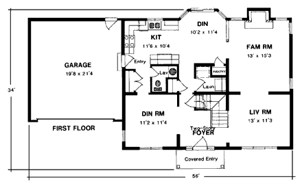 Country House Plan 94109 with 4 Beds, 3 Baths, 2 Car Garage First Level Plan