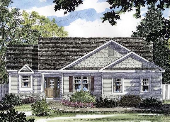 Cottage, Ranch House Plan 94128 with 3 Beds, 2 Baths, 2 Car Garage Elevation