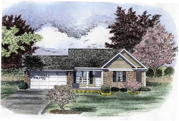 One-Story, Ranch House Plan 94130 with 3 Beds, 1 Baths, 2 Car Garage Elevation
