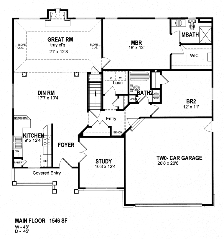 Cape Cod, Coastal, Cottage, Craftsman, Ranch House Plan 94133 with 2 Beds, 2 Baths, 2 Car Garage Level One