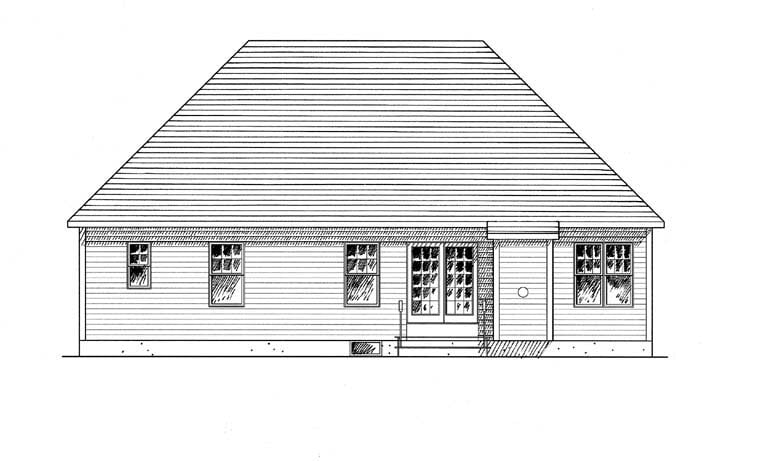 Cape Cod, Coastal, Cottage, Craftsman, Ranch House Plan 94133 with 2 Beds, 2 Baths, 2 Car Garage Rear Elevation