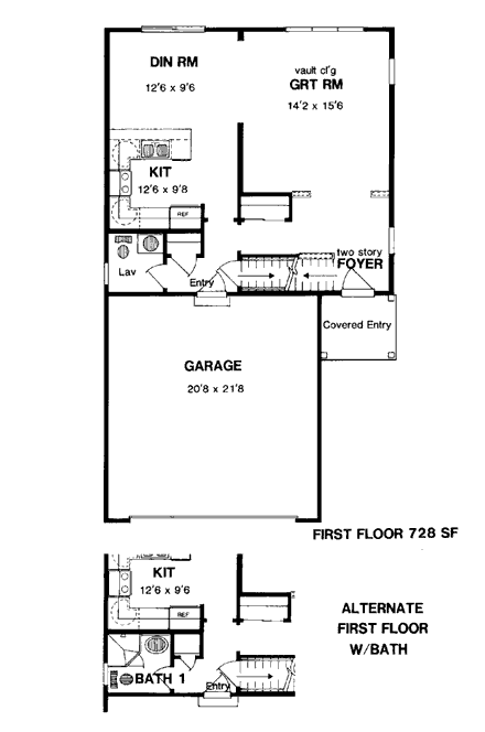 Country House Plan 94134 with 3 Beds, 2 Baths, 2 Car Garage First Level Plan