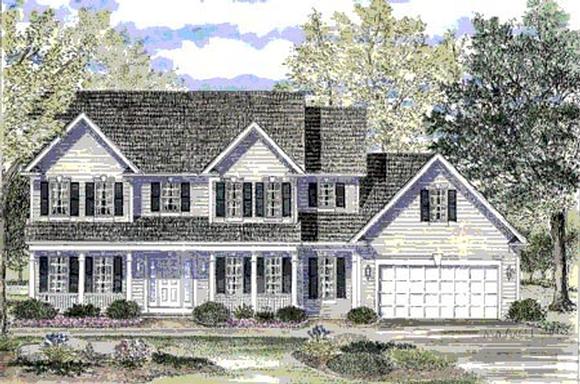 Colonial, Country, Southern House Plan 94137 with 4 Beds, 3 Baths, 2 Car Garage Elevation