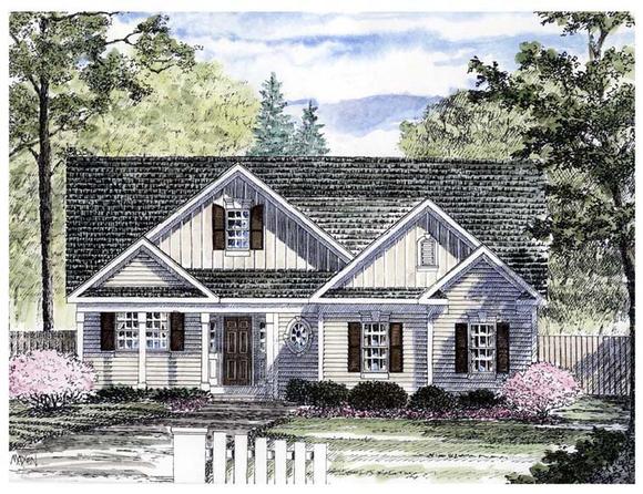 Bungalow, Cottage, Ranch House Plan 94147 with 2 Beds, 2 Baths, 2 Car Garage Elevation