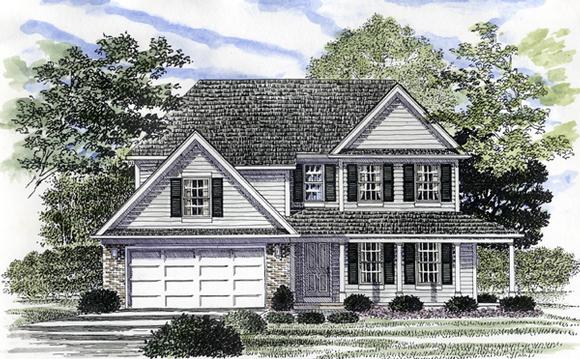 Colonial House Plan 94156 with 3 Beds, 3 Baths, 2 Car Garage Elevation