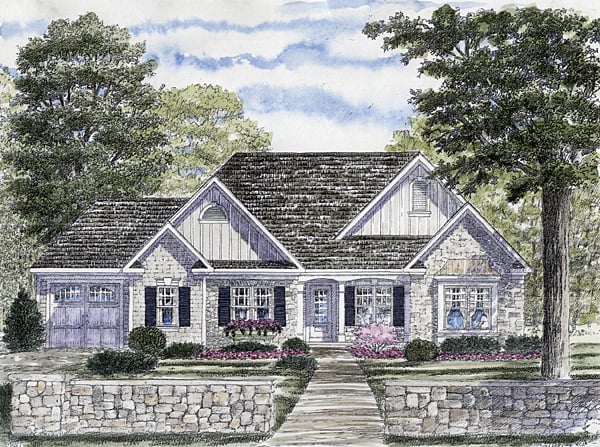 One-Story, Ranch Plan with 1912 Sq. Ft., 2 Bedrooms, 2 Bathrooms, 3 Car Garage Elevation