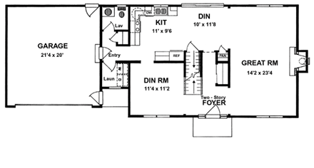 Colonial House Plan 94160 with 3 Beds, 3 Baths, 2 Car Garage First Level Plan