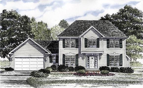 Colonial House Plan 94160 with 3 Beds, 3 Baths, 2 Car Garage Elevation