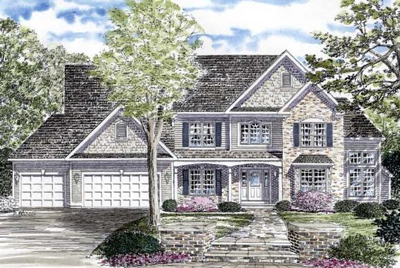Country, Traditional House Plan 94164 with 4 Beds, 3 Baths, 3 Car Garage Elevation