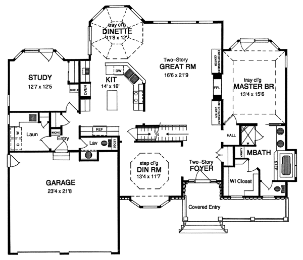 Country House Plan 94173 with 3 Beds, 3 Baths, 2 Car Garage Level One