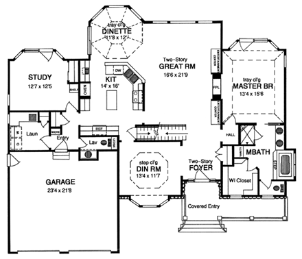 Country House Plan 94173 with 3 Beds, 3 Baths, 2 Car Garage First Level Plan