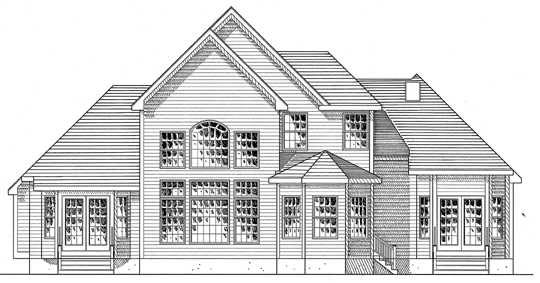 Country House Plan 94173 with 3 Beds, 3 Baths, 2 Car Garage Rear Elevation