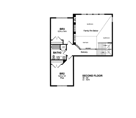 European, Tudor House Plan 94175 with 3 Beds, 3 Baths, 3 Car Garage Second Level Plan