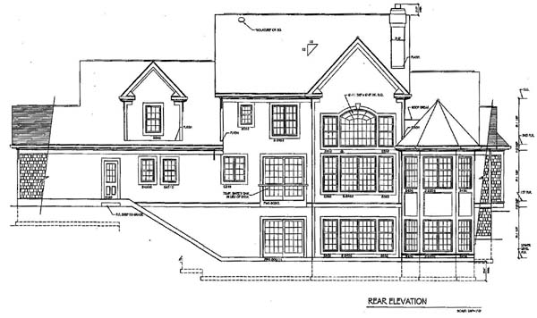 Country House Plan 94176 with 4 Beds, 3 Baths, 3 Car Garage Rear Elevation