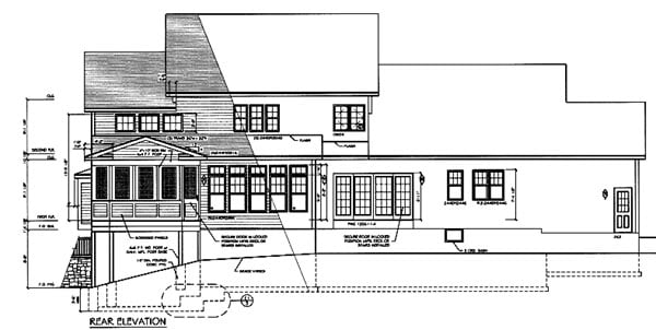 Country, Farmhouse House Plan 94178 with 3 Beds, 3 Baths, 3 Car Garage Rear Elevation