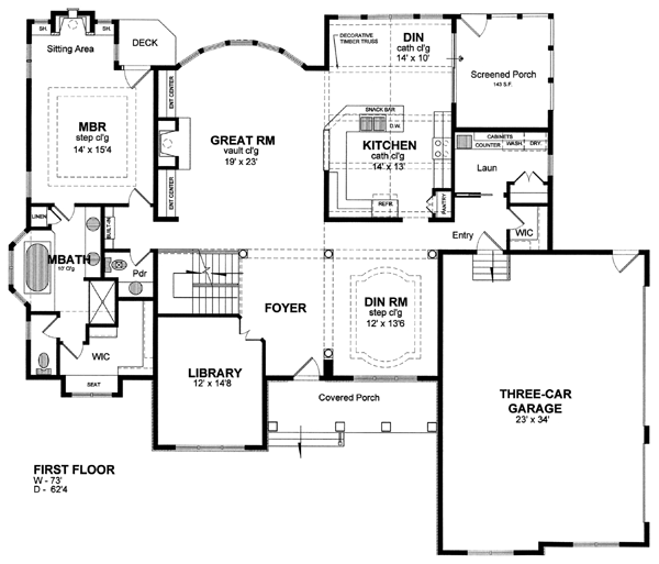 Country, European House Plan 94179 with 3 Beds, 3 Baths, 3 Car Garage Level One