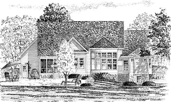 Country, European House Plan 94179 with 3 Beds, 3 Baths, 3 Car Garage Rear Elevation