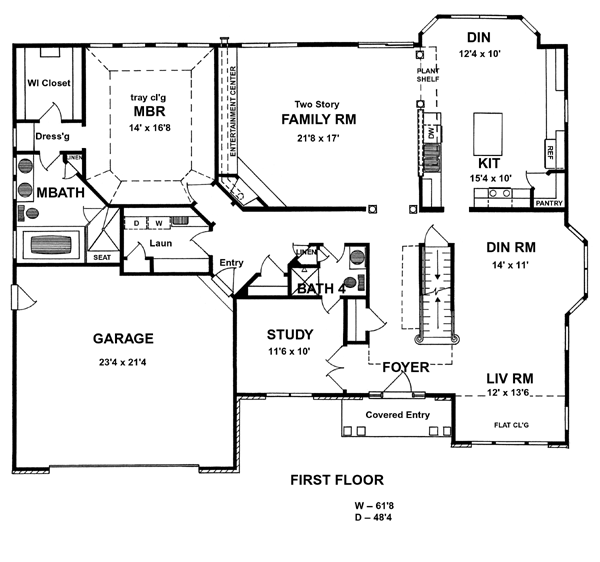 Colonial, European, Tudor House Plan 94180 with 4 Beds, 4 Baths, 2 Car Garage Level One