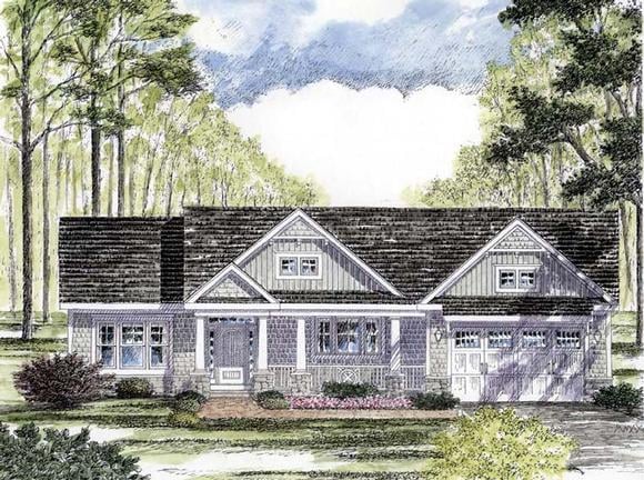 Country, Craftsman, Ranch, Traditional House Plan 94182 with 3 Beds, 2 Baths, 2 Car Garage Elevation