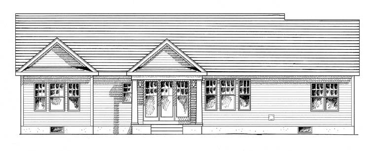 Country, Craftsman, Ranch, Traditional House Plan 94182 with 3 Beds, 2 Baths, 2 Car Garage Rear Elevation