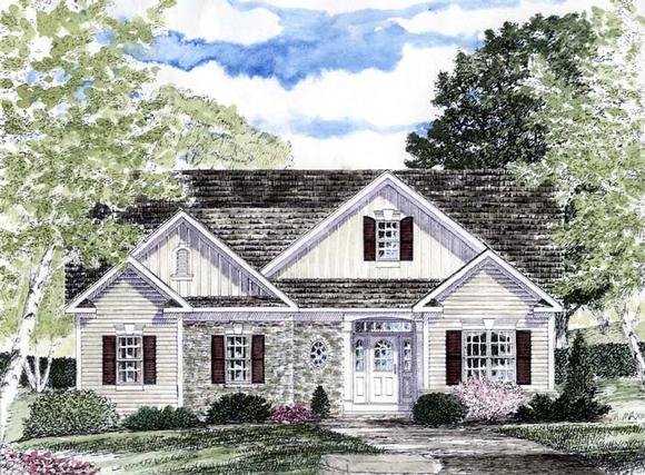 Cape Cod, Coastal, Cottage, Country, Ranch House Plan 94184 with 3 Beds, 3 Baths, 2 Car Garage Elevation
