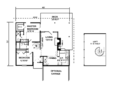 Cape Cod House Plan 94309 with 2 Beds, 2 Baths, 2 Car Garage First Level Plan