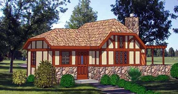 Cabin, Cottage, One-Story House Plan 94328 with 1 Beds, 1 Baths Elevation