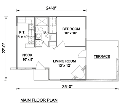 Cabin House Plan 94330 with 1 Beds, 1 Baths Level One