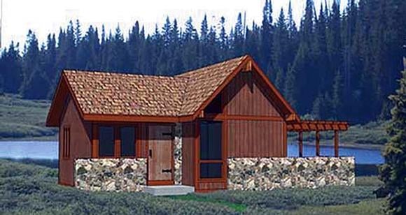 Cabin House Plan 94330 with 1 Beds, 1 Baths Elevation