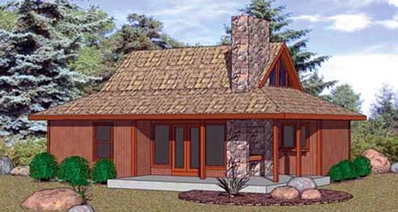 Cabin House Plan 94332 with 2 Beds, 1 Baths Elevation