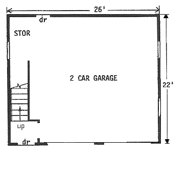 2 Car Garage Apartment Plan 94343 with 1 Beds, 1 Baths Level One