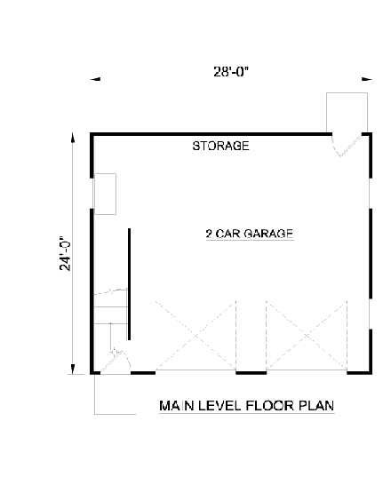 2 Car Garage Plan 94346 with 1 Beds, 1 Baths First Level Plan