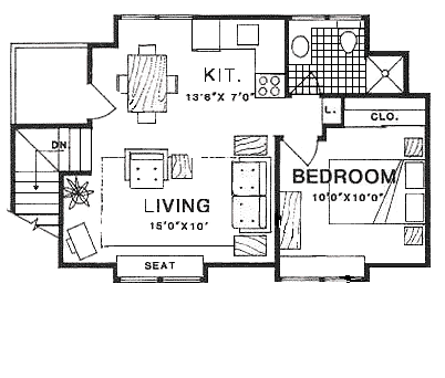 3 Car Garage Apartment Plan 94347 with 1 Beds, 1 Baths Level Two