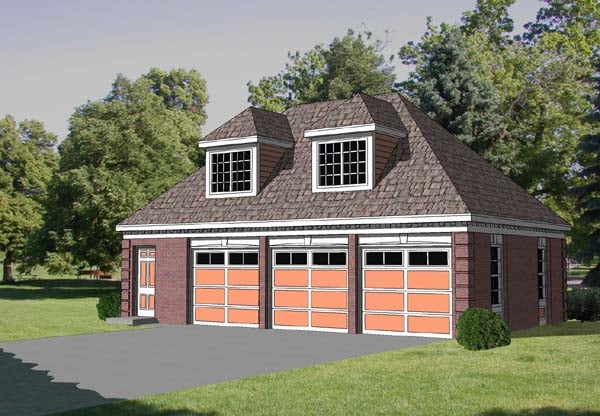 3 Car Garage Apartment Plan 94347 with 1 Beds, 1 Baths Elevation