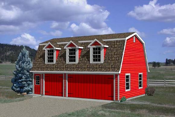 3 Car Garage Apartment Plan 94348 with 1 Beds, 1 Baths Elevation
