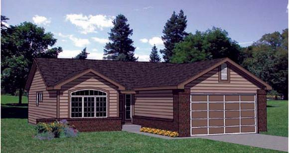One-Story, Ranch House Plan 94350 with 2 Beds, 2 Baths, 2 Car Garage Elevation